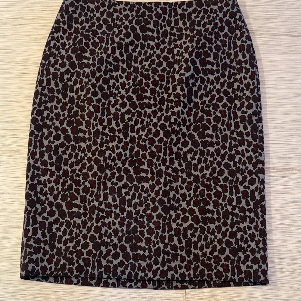 Talbots Black and Brown Leopard Print Pencil Skirt